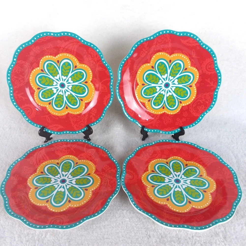 Pier 1 Sunny Floral Melamine Round Salad Plates 8.5